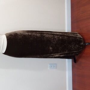 Donna Karan Crushed Velvet Maxi Skirt Brown Vintage 90's Y2K, Size 8 - NWOT!